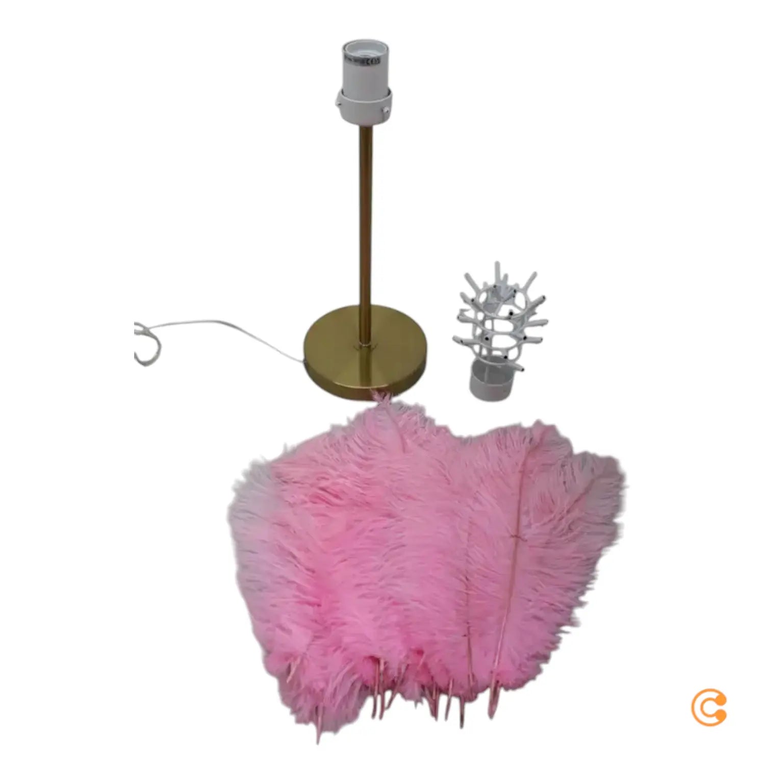 B-Ware Kare Tischleuchte Lampe Federn Palm Tischlampe Deko Pink Stahl Siehe Text/Foto