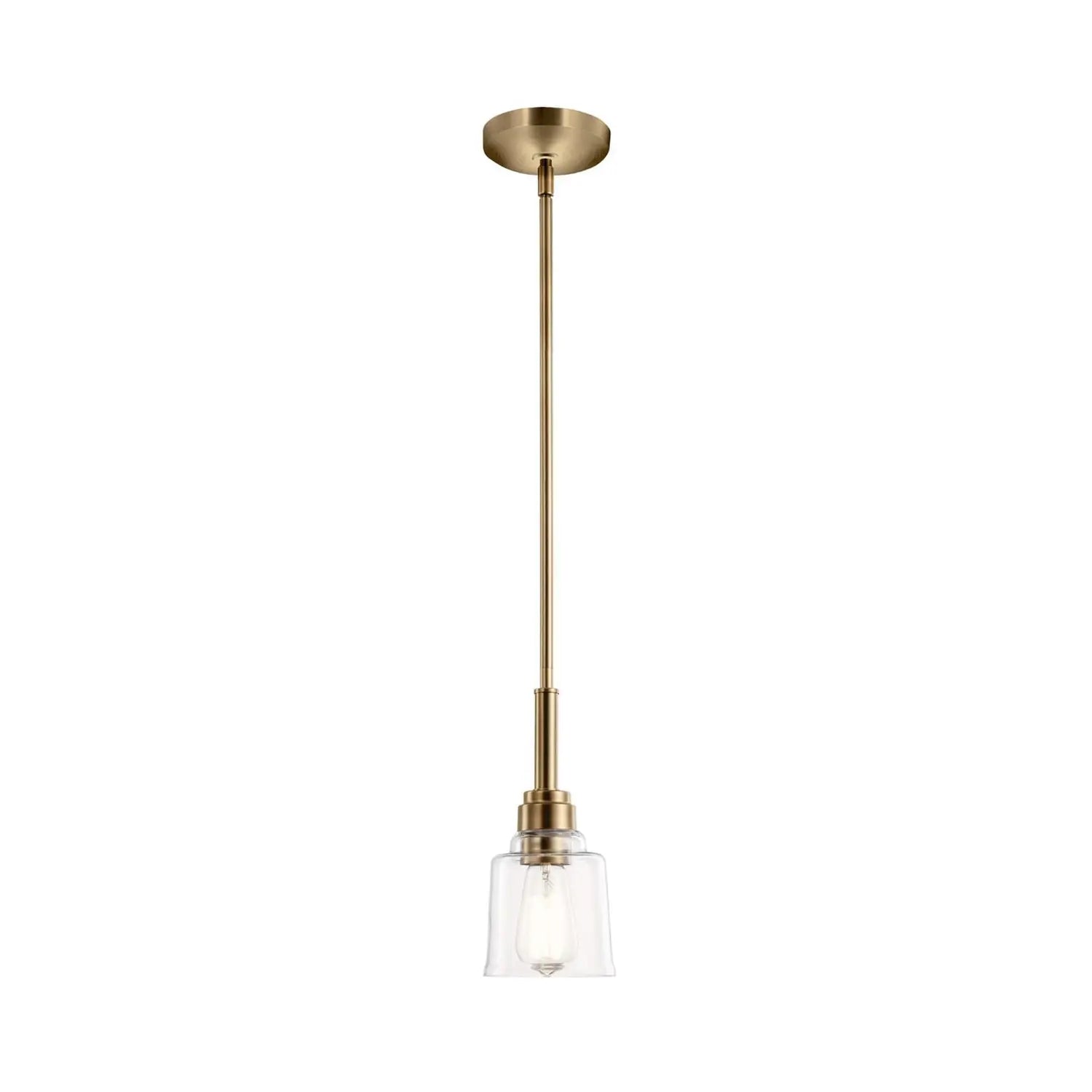 B-Ware Kichler Pendelleuchte Hängeleuchte Aivian Messing Stahl Glas Transparent E27 Led