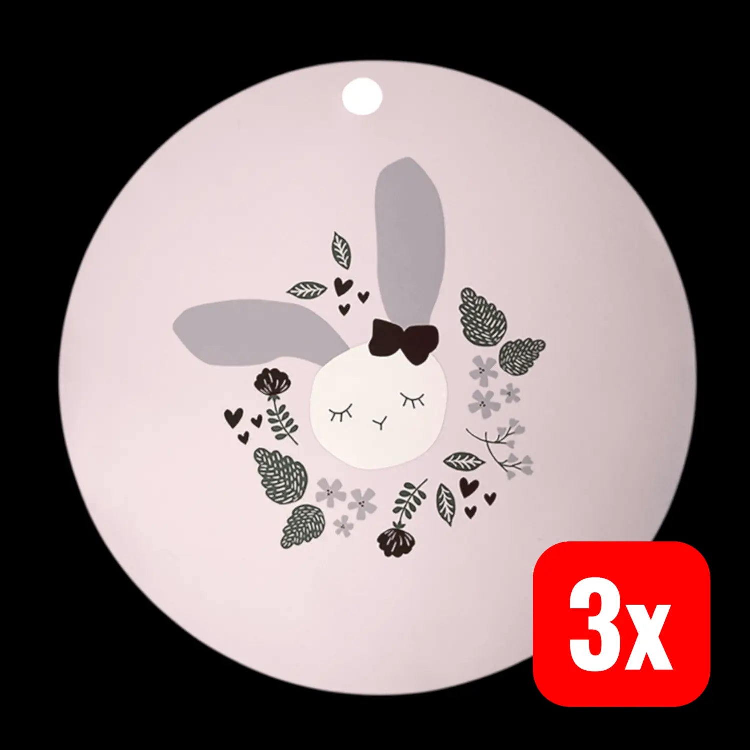 B-Ware Kikadu Silikon Platzset Tischunterlage Hase Rosa Unterlage Kinder 3 Stück