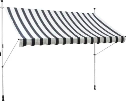 B-Ware Hornbach Klemmmarkise Balkonmarkise Sonnenschutz Markise 3x1,5 Blau Weiss