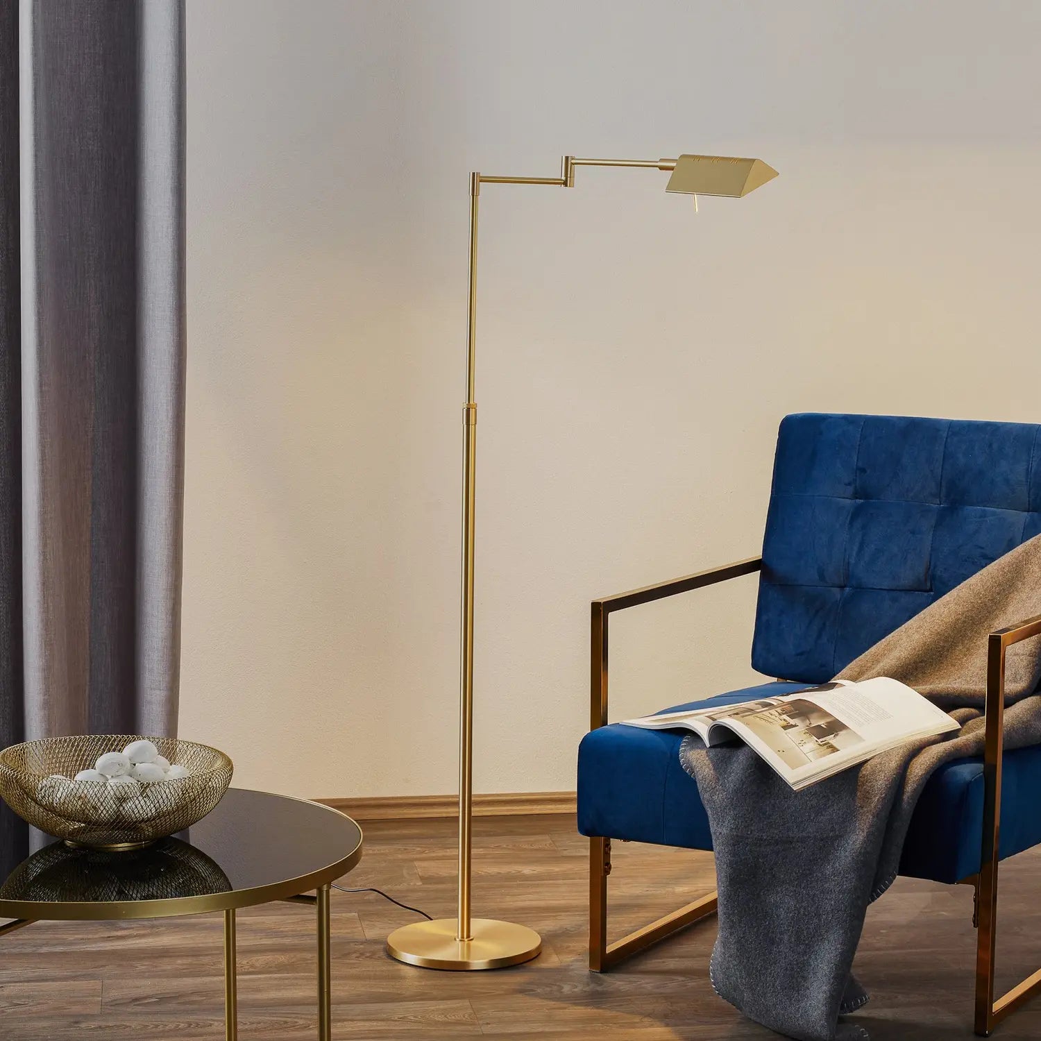 B-Ware Knapstein Stehleuchte Standlampe Led Danuta Verstellbar Messing Matt Metall