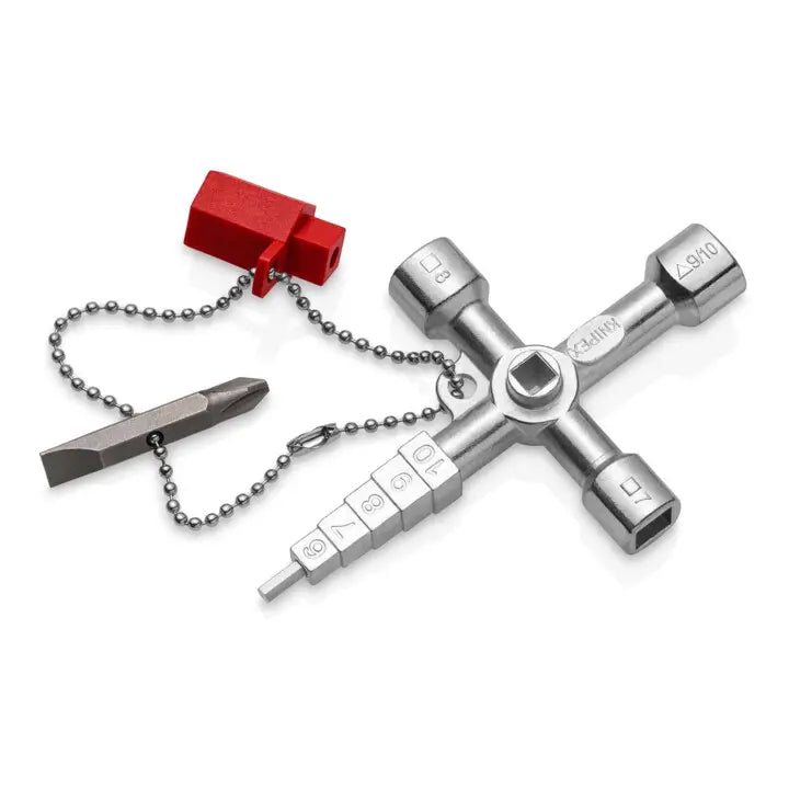B-Ware Knipex Schaltschrankschlüssel 00 11 04 Zinkdruckguss Kunststoffadapter 3 Stück
