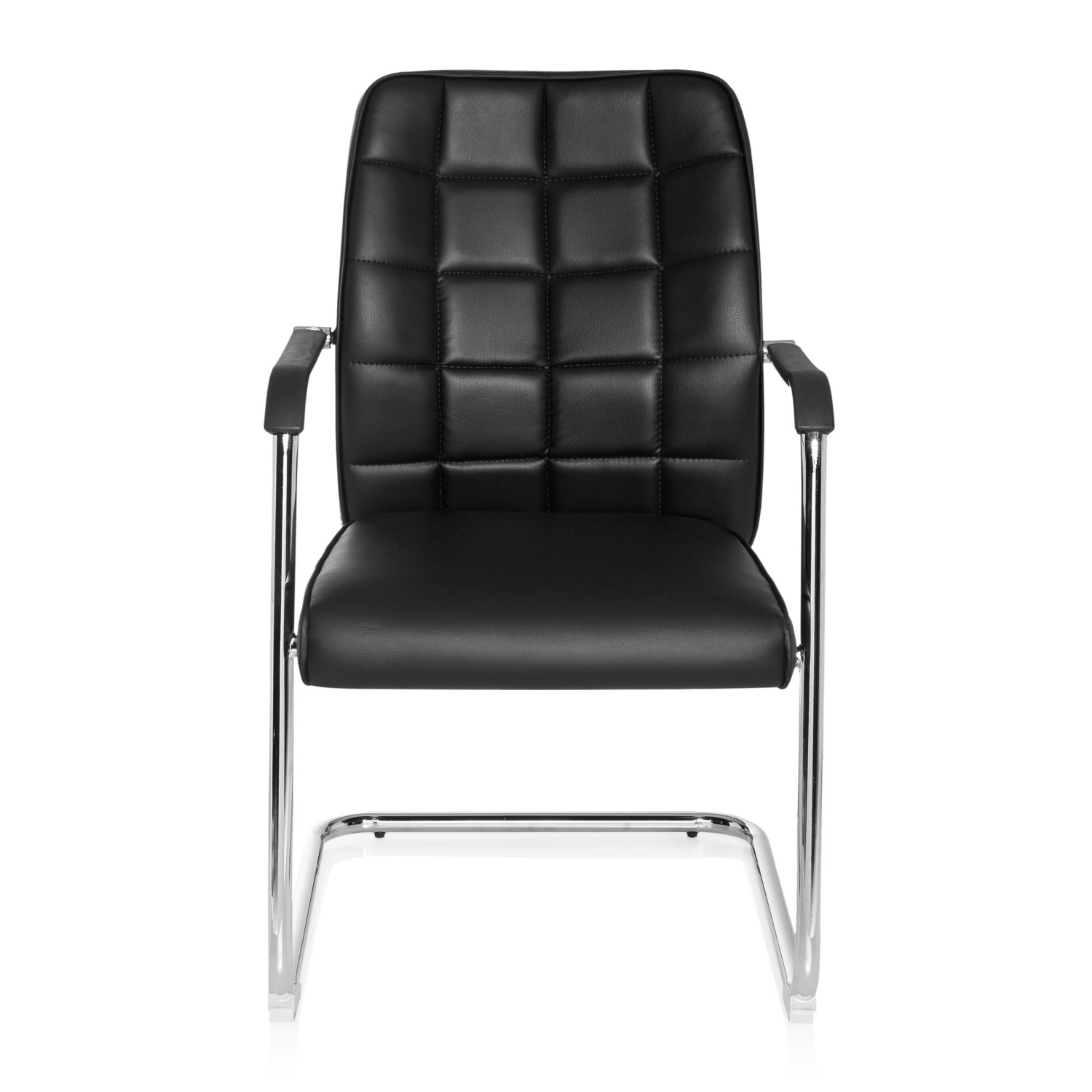 B-Ware Hjh Office Konferenzstuhl Freischwinger Stuhl Flexo V Kunstleder Stahl Schwarz