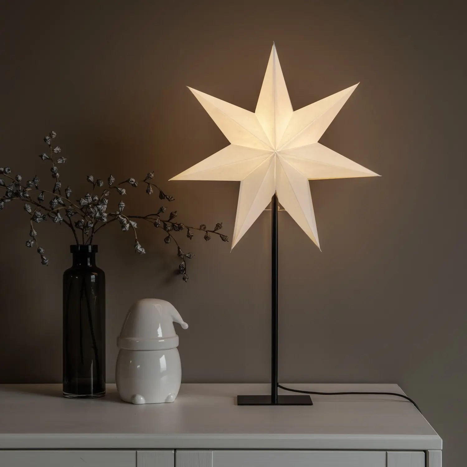 B-Ware Konstsmide Dekoleuchte Weihnachtsstern Papierstern Weiß Sternleuchte 65 Cm