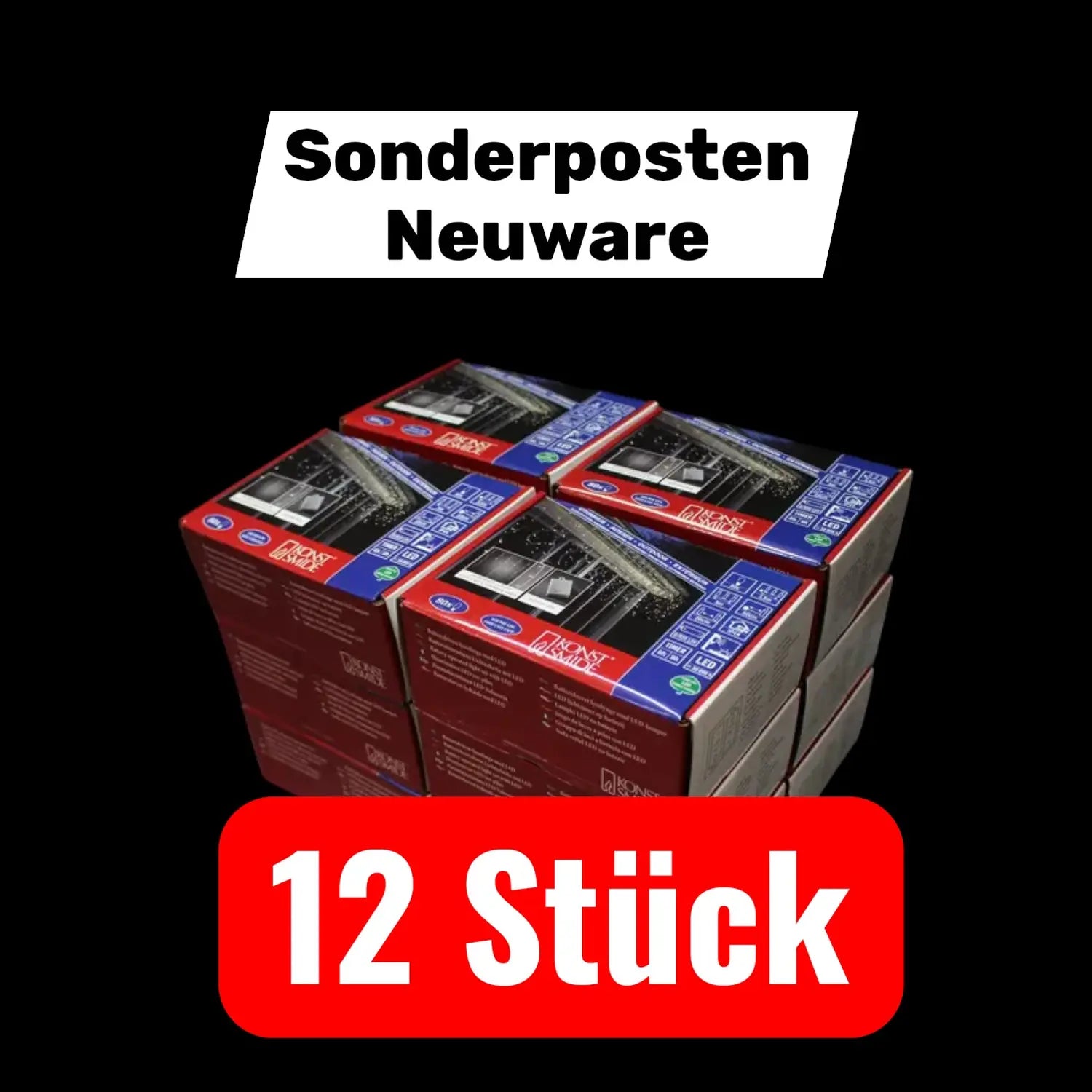 B-Ware Konstsmide Lichtervorhang Eisregen Außen 1,5 V 80 Led Warm Weiß 300cm 12 Stück