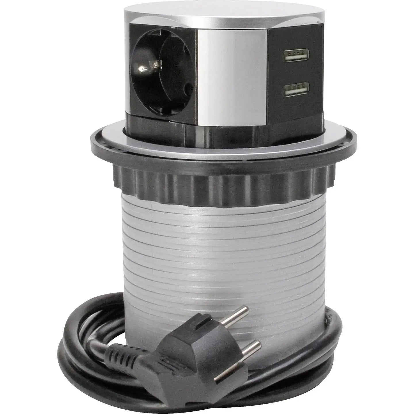 B-Ware Kopp Steckdosenturm Steckdosenleiste Usb Schutzkontakt Einbau Versenkbar Silber