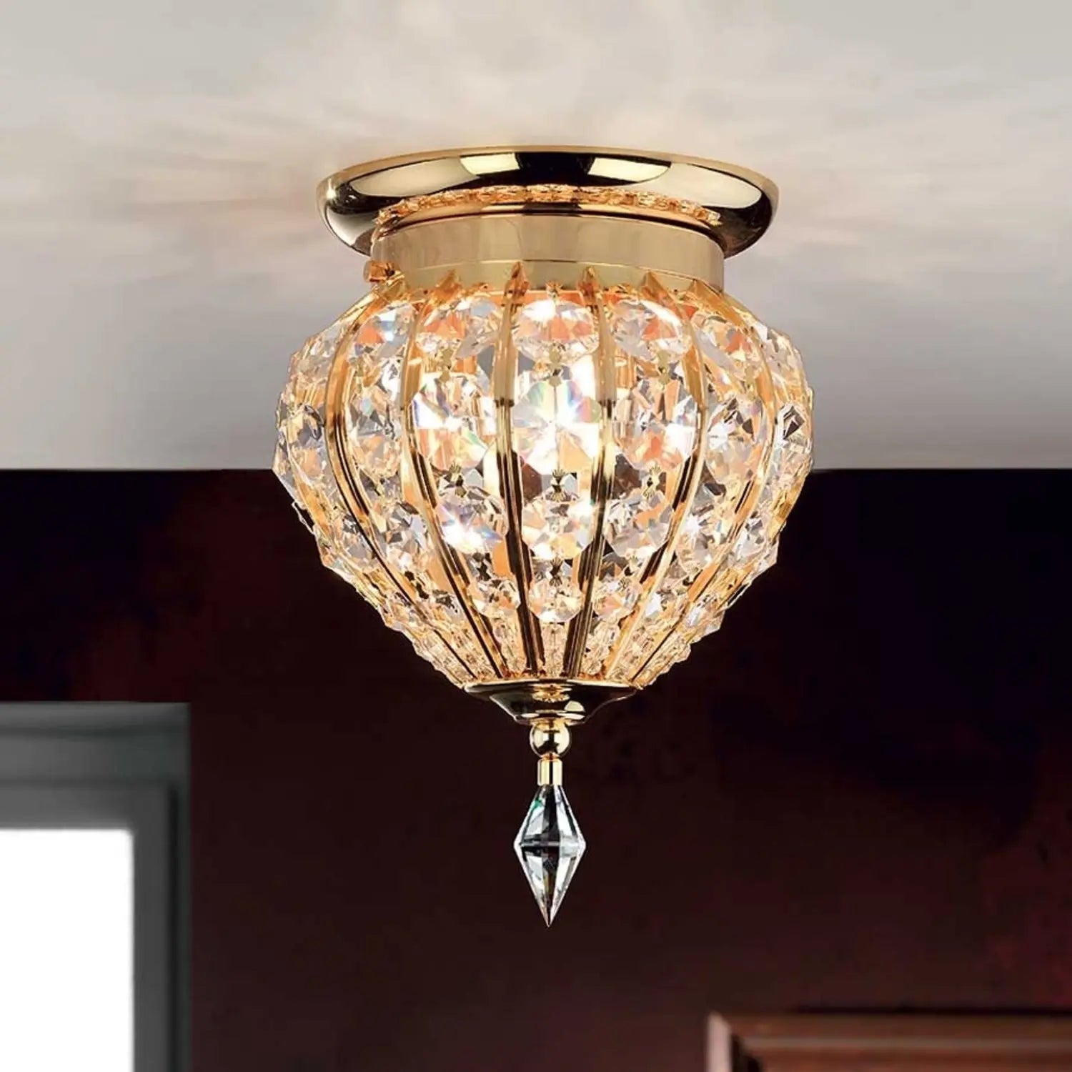 B-Ware Schöler Kristalldeckenleuchte Lampe Moskva 17 Cm Gold Transparent Messing G9