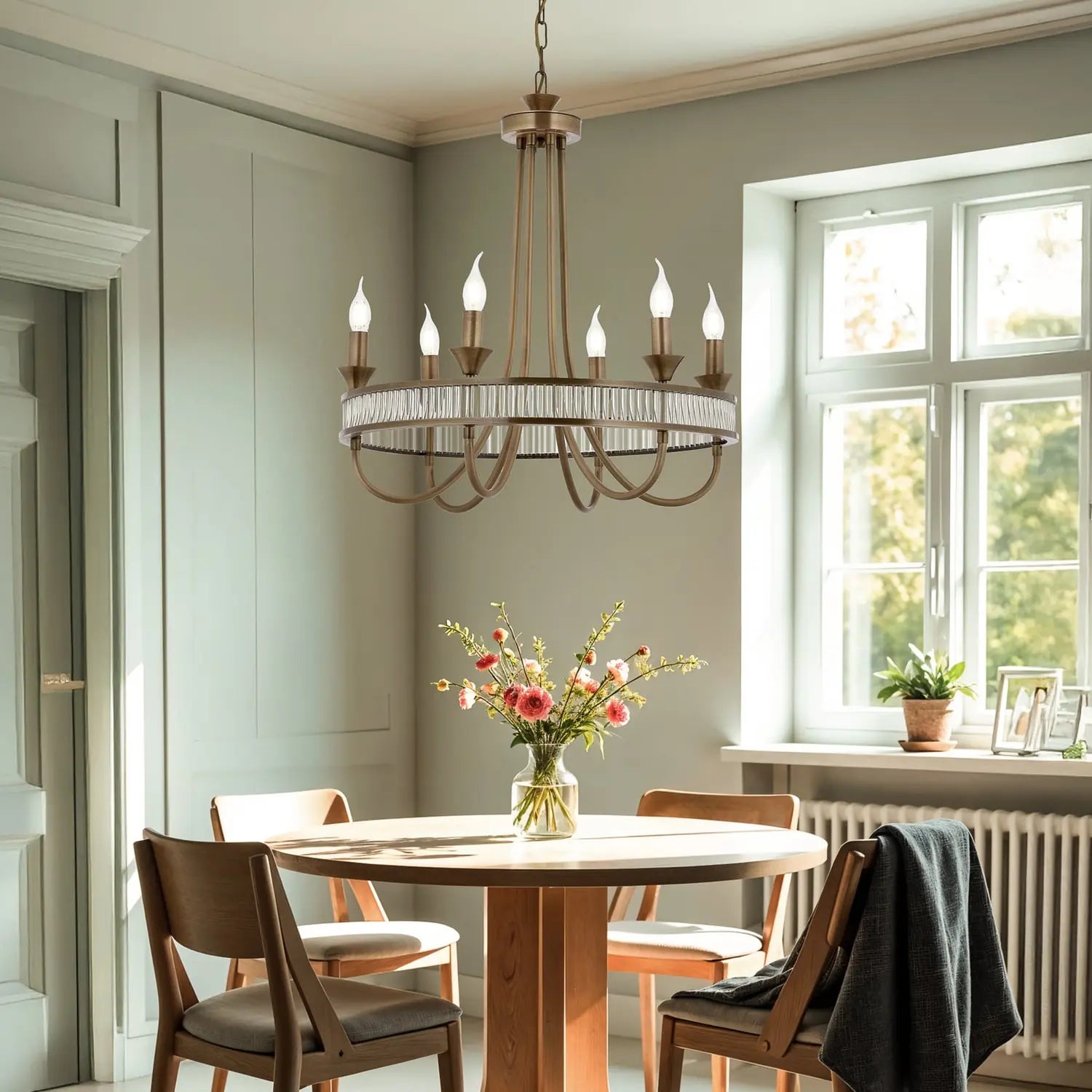B-Ware Kronleuchter Deckenleuchte Av1890 Sechsflammig Altmessing Eisen Wohnzimmer