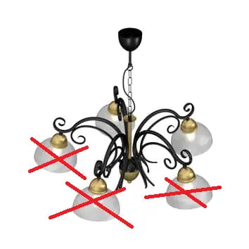 B-Ware Luminex Kronleuchter Flora 5 Glasschirme Deckenlampe Messing Siehe Text/Foto