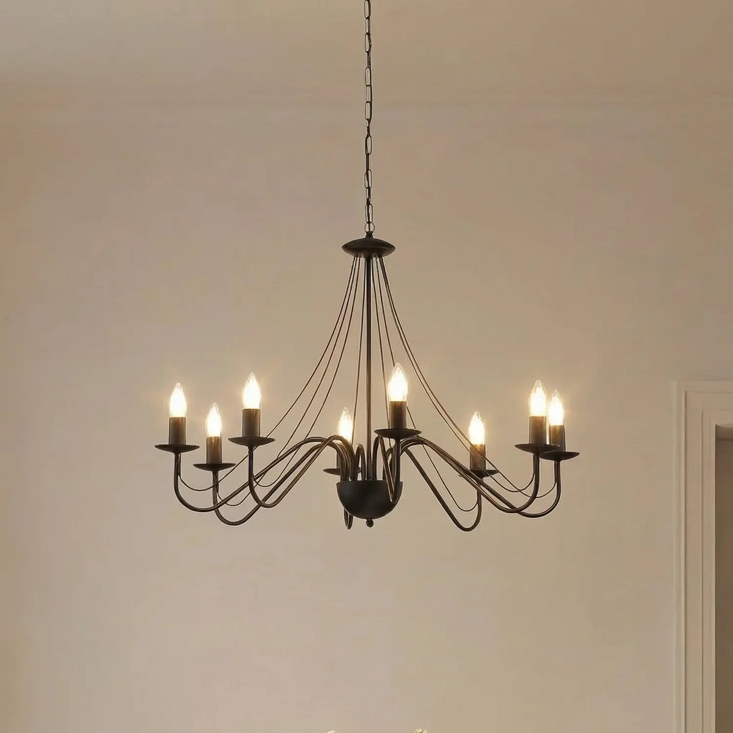B-Ware Kronleuchter Pendelleuchte Malbo Schwarz Metall 8 Flammig E14 Wohnzimmer Led