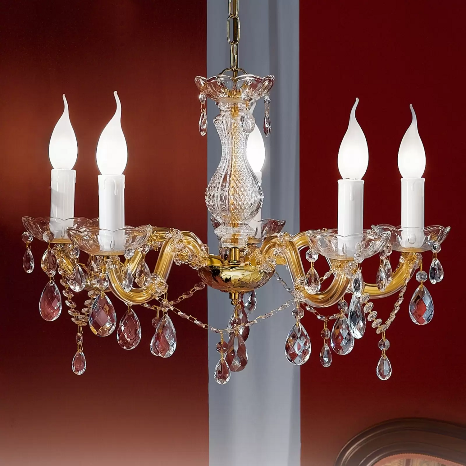 B-Ware Orion Kronleuchter Marie Claire Deckenlampe Deckenleuchte Kristallglas 5 Flammig