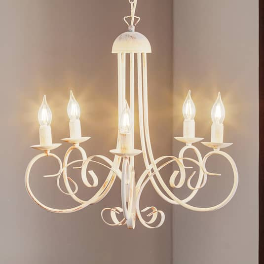 B-Ware Euluna Kronleuchter Pompei Deckenlampe Deckenlicht Lampe Ohne Schirme Weiß Antik