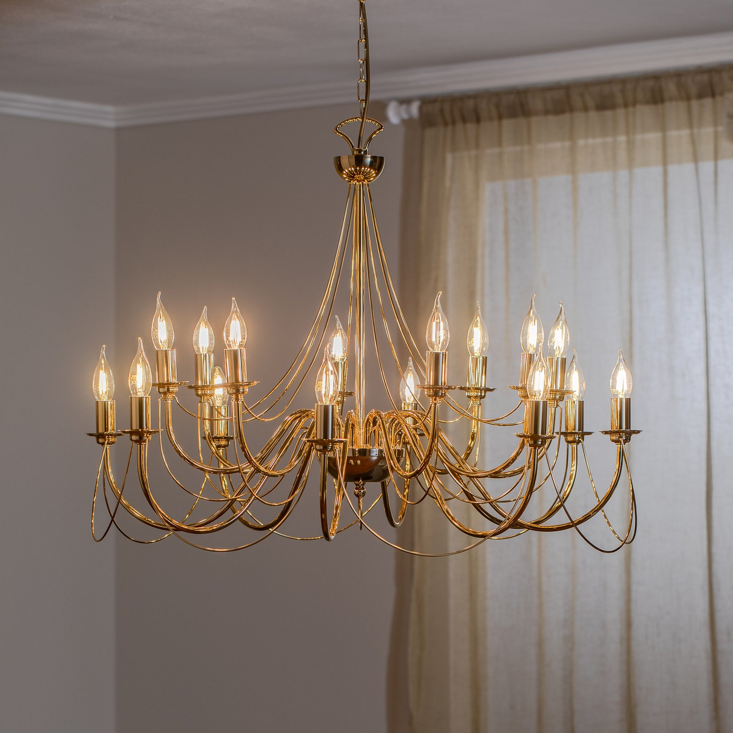 B-Ware Kronleuchter Deckenlampe Leuchte Retro 16 Flammig Gold Esszimmer Beleuchtung
