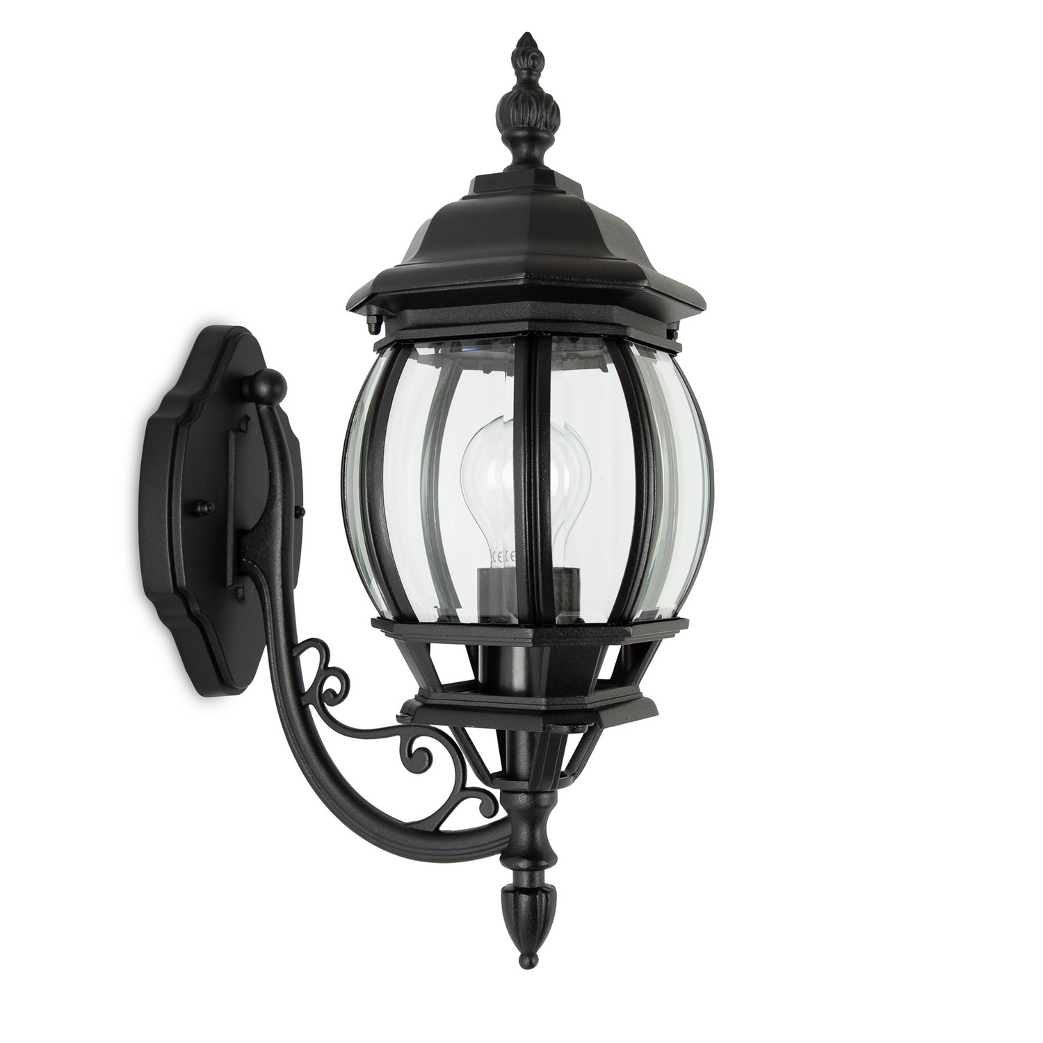 B-Ware Ks Verlichting Außenwandlampe Außenleuchte Andrew Kristallglas Schwarz Stehend