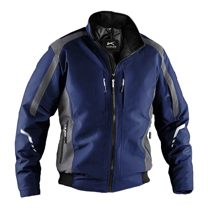B-Ware Kübler Jacke Wetterjacke Arbeitsjacke Dunkelblau Anthrazit Kapuze Größe L