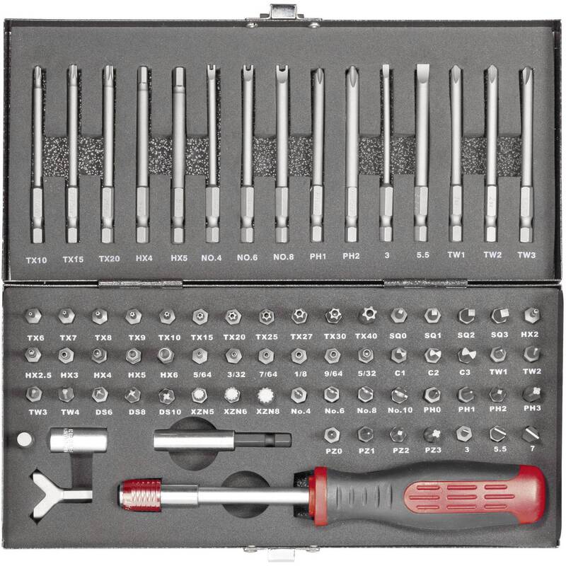 B-Ware Toolcraft HT02183 820952 Bit-Set 75teilig Schlitz Innen-Sechskant Innen-TORX ...
