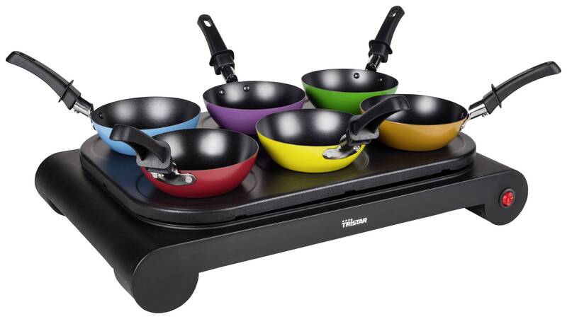 B-Ware Tristar BP-2827 Wok-Set 1000 W für 6 Personen mit Backplatte und Pfännchen