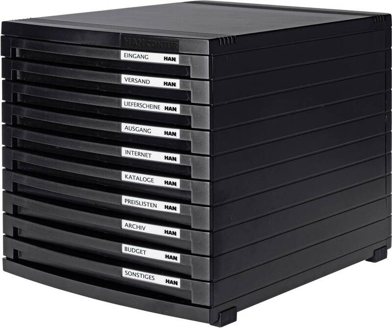 B-Ware Han Schubladenbox CONTUR 1510-13 Schwarz DIN A4, DIN B4, DIN C4 Schubfächer 10