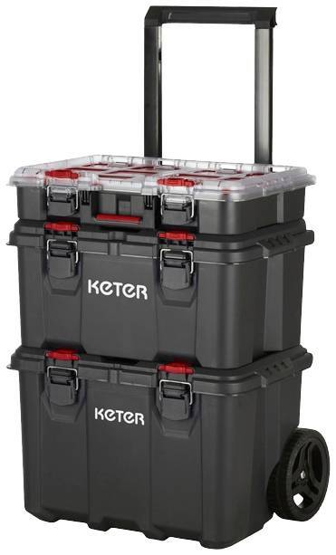 B-Ware STACK N ROLL Werkzeugkasten unbestückt schwarz 150 l 35 kg Keter