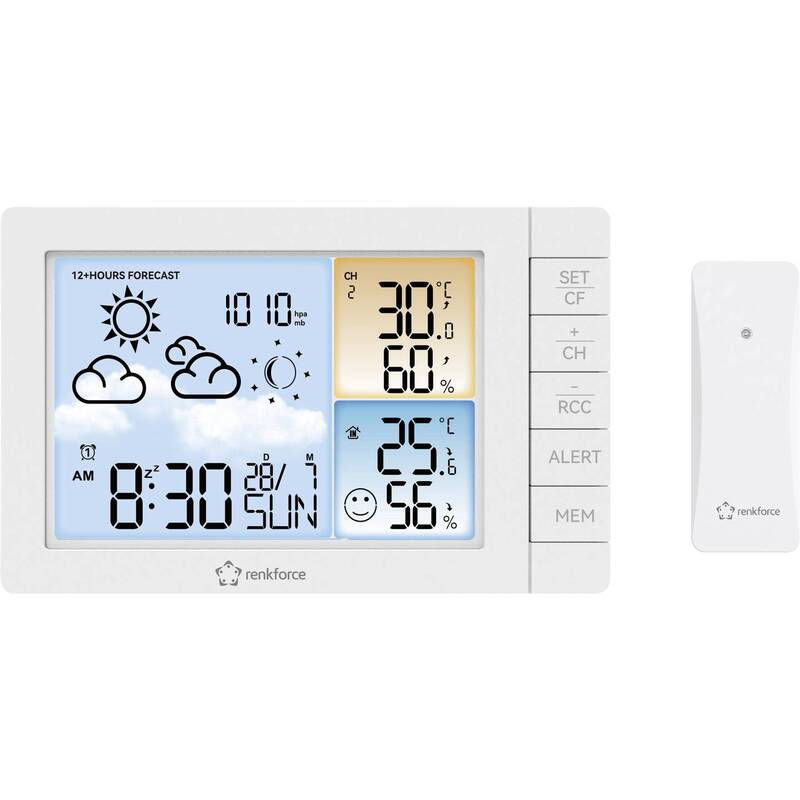 B-Ware RENKFORCE Wetterstation Funkstation Wettervorhersage Temperatur 3 Sensoren Weiß