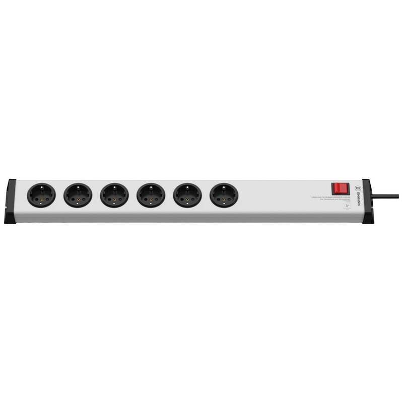 B-Ware Ehmann Steckdosen-Verteiler 6-fach Silber Schwarz 1,5m Schutzkontakt IP20