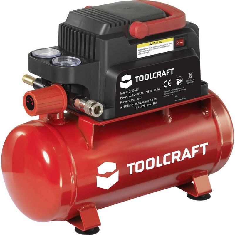 B-Ware Toolcraft Druckluftkompressor Kompressor Luftkompressor Druckluftgerät 6 l 8 bar