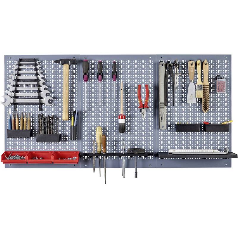 B-Ware Küpper Stahlblech Werkzeug Lochwand 3-teilig Inkl 12 Standardhaken 120x60cm