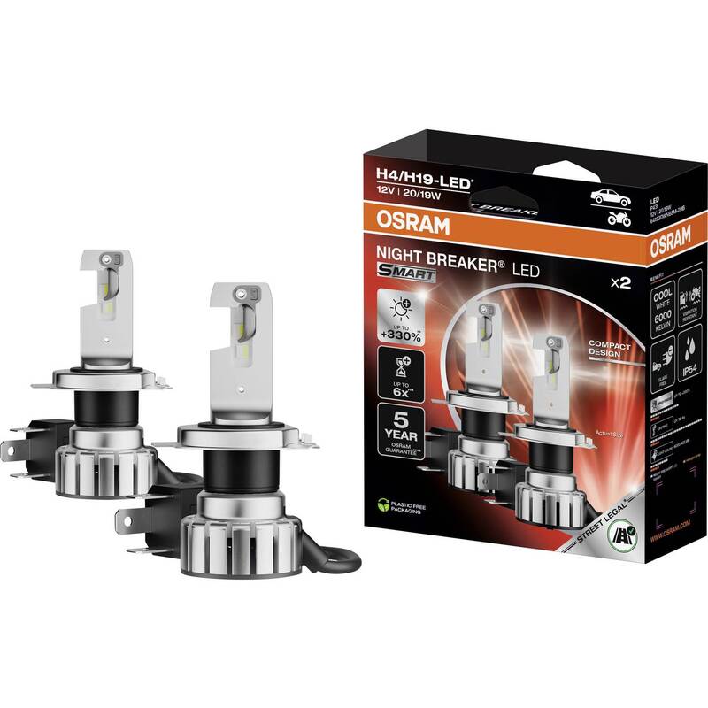 B-Ware OSRAM LED Leuchtmittel Lampe NIGHT BREAKER H4 H19 SMART Weiß 2 Stück
