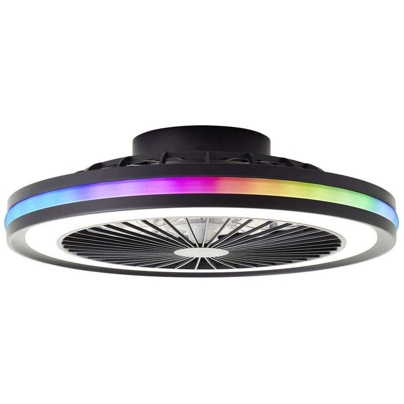B-Ware Brilliant LED Deckenleuchte Lampe Schwarz Rund Ventilator Fernbedienung Palmero