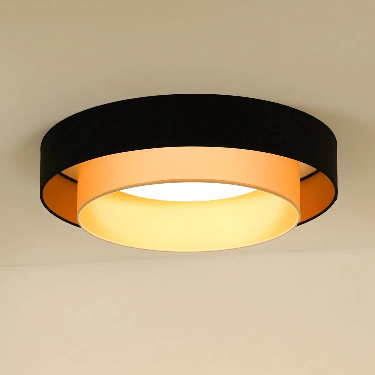 B-Ware Luneta Led Deckenlampe Leuchte Fernbedienung Schwarz Gold Samt 60cm Dimmbar