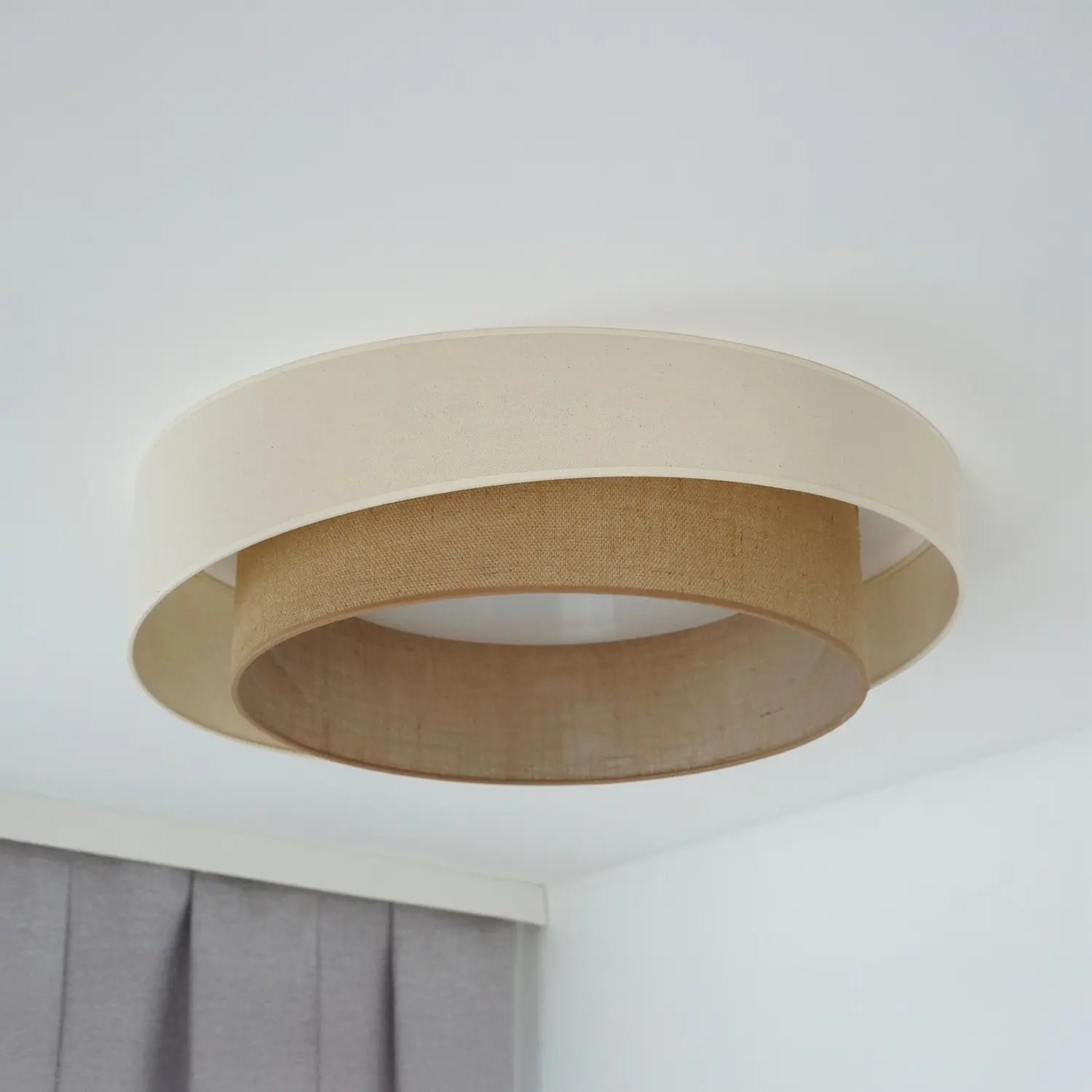 B-Ware Duolla Led Deckenleuchte Luneta S Fernbedienung Jute Beige Braun ø 60 Cm