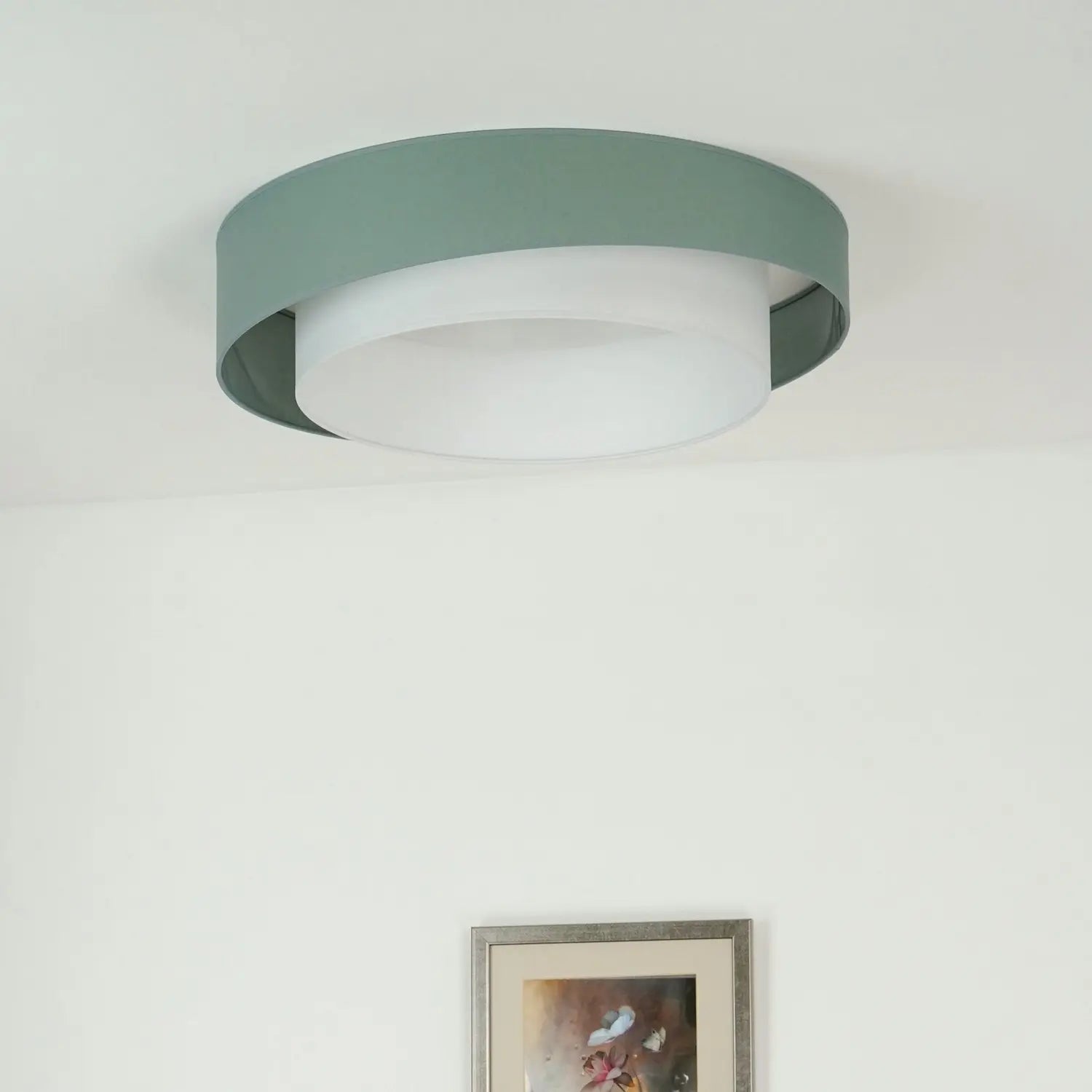 B-Ware Luneta Deckenleuchte Lampe Led Textil Grün Weiß Fernbedienung Dimmbar 60 Cm62