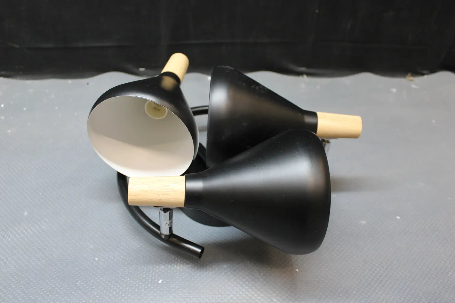 B-Ware Deckenleuchte Lampe Deckenlampe Arina Led Schwarz Holz Rund Skandinavisch 3 Flg