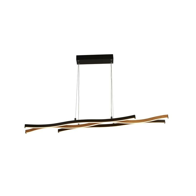 B-Ware Searchlight Led Hängeleuchte Bloom Swirl Hängelampe Deckenlampe Led Schwarz/Holz