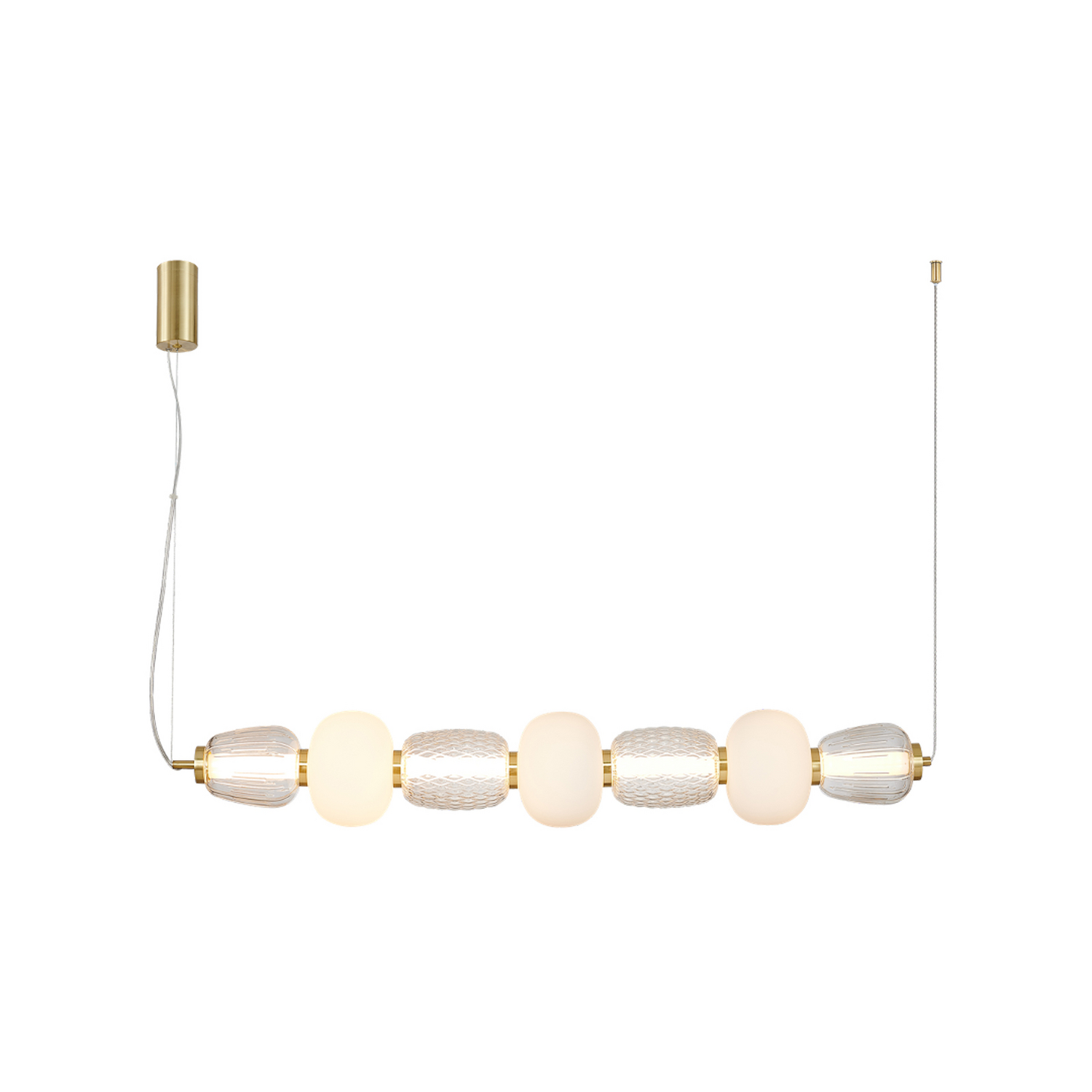 B-Ware Led Hängeleuchte Pendelleuchte Caro Glas Transparent Opal Länge 110 Cm Lampe