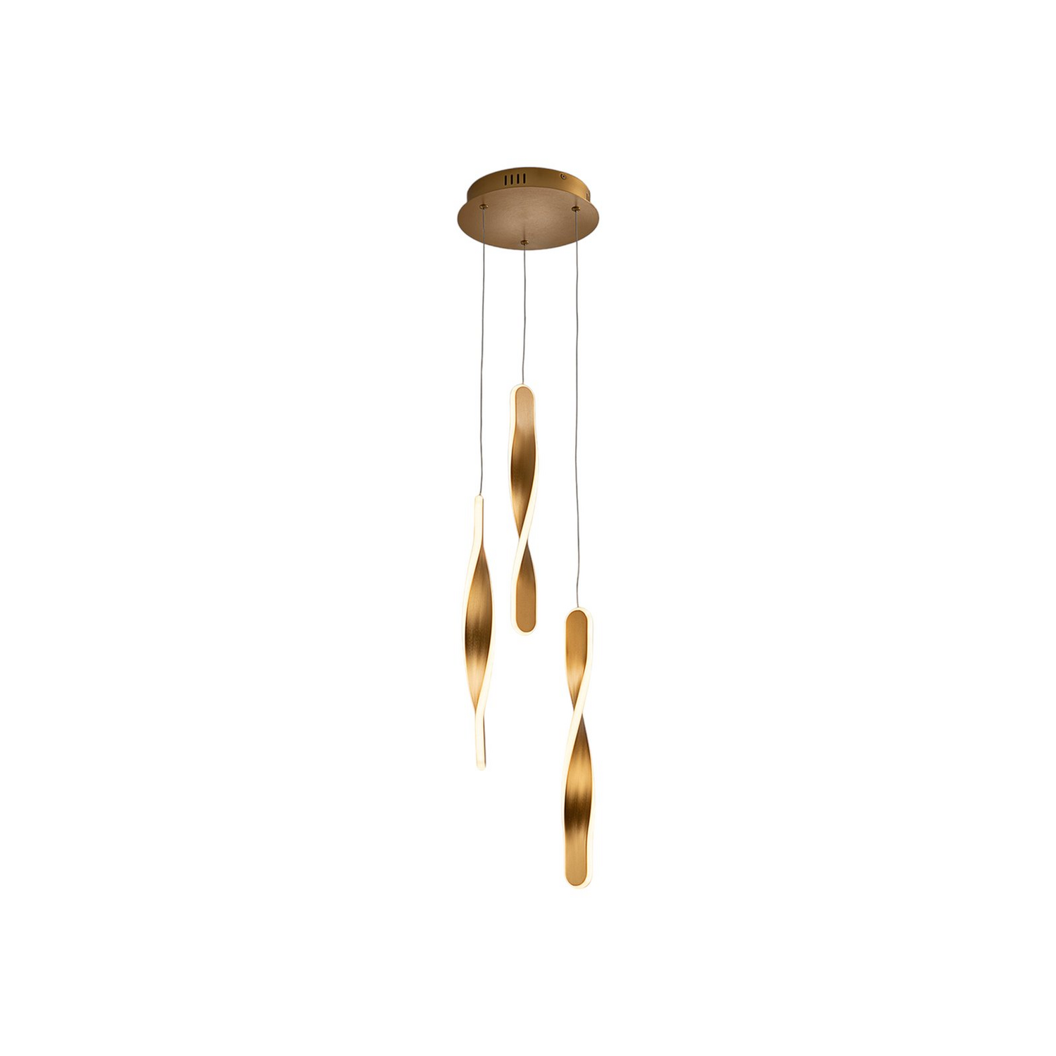 B-Ware Schuller Valencia Led Hängeleuchte Twist 3 Fl. Alu Metall Acryl Goldfarben La891