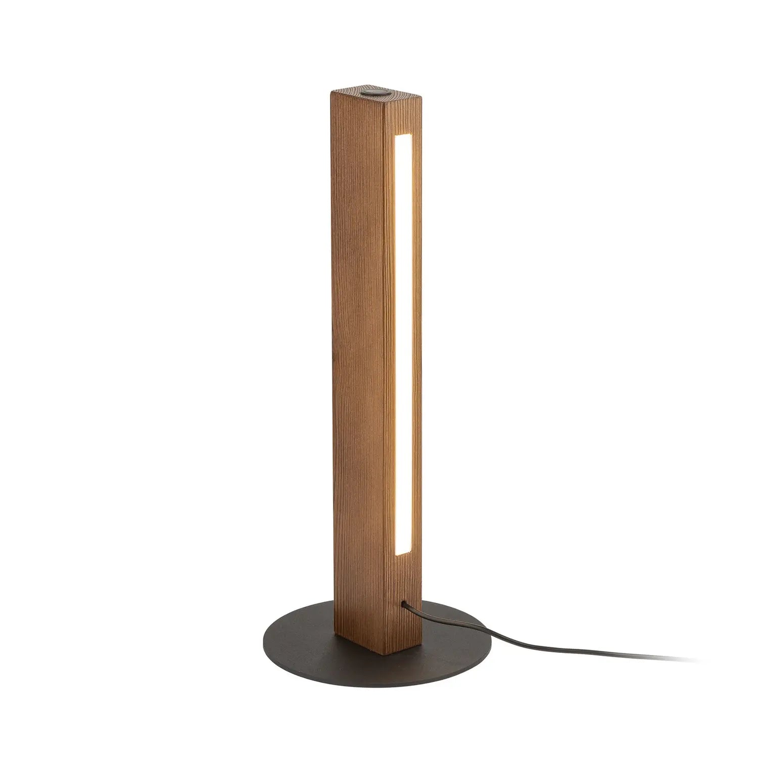 B-Ware Holztischleuchte Teo Tischlampe Led Touchdimmer Kiefer Walnuss Schwarz 42 Cm