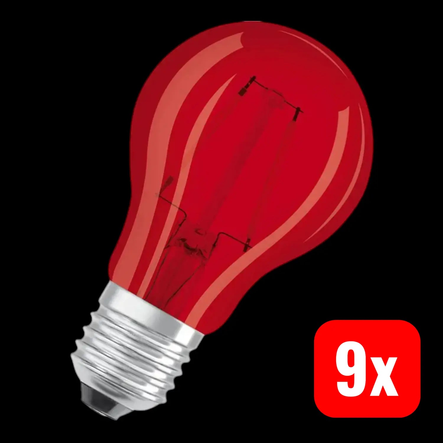 B-Ware Osram Led Lampe Glühbirne E27 Rot Klar Classic A60 2,5 W 230 V Licht 9 Stück
