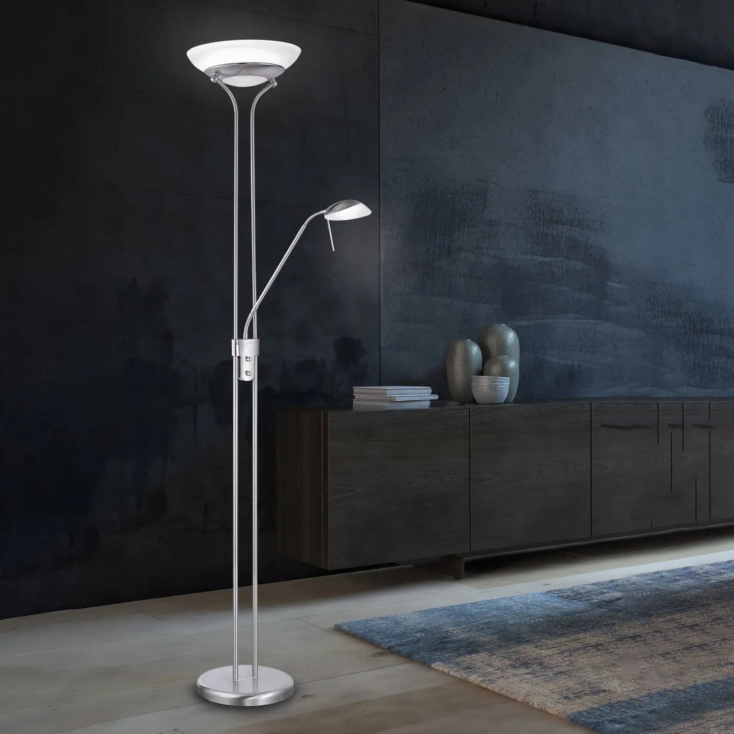 B-Ware Fischer Und Honsel Stehlampe Leselampe Led Pool Lesearm Cct Funktion Nickel M754