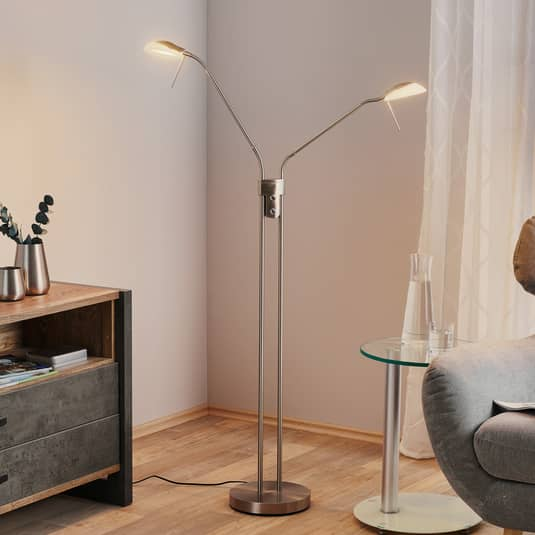 B-Ware Fischer & Honsel Led Stehleuchte Stehlampe Lampe Pool Tw, Zweiflammig, Nickel