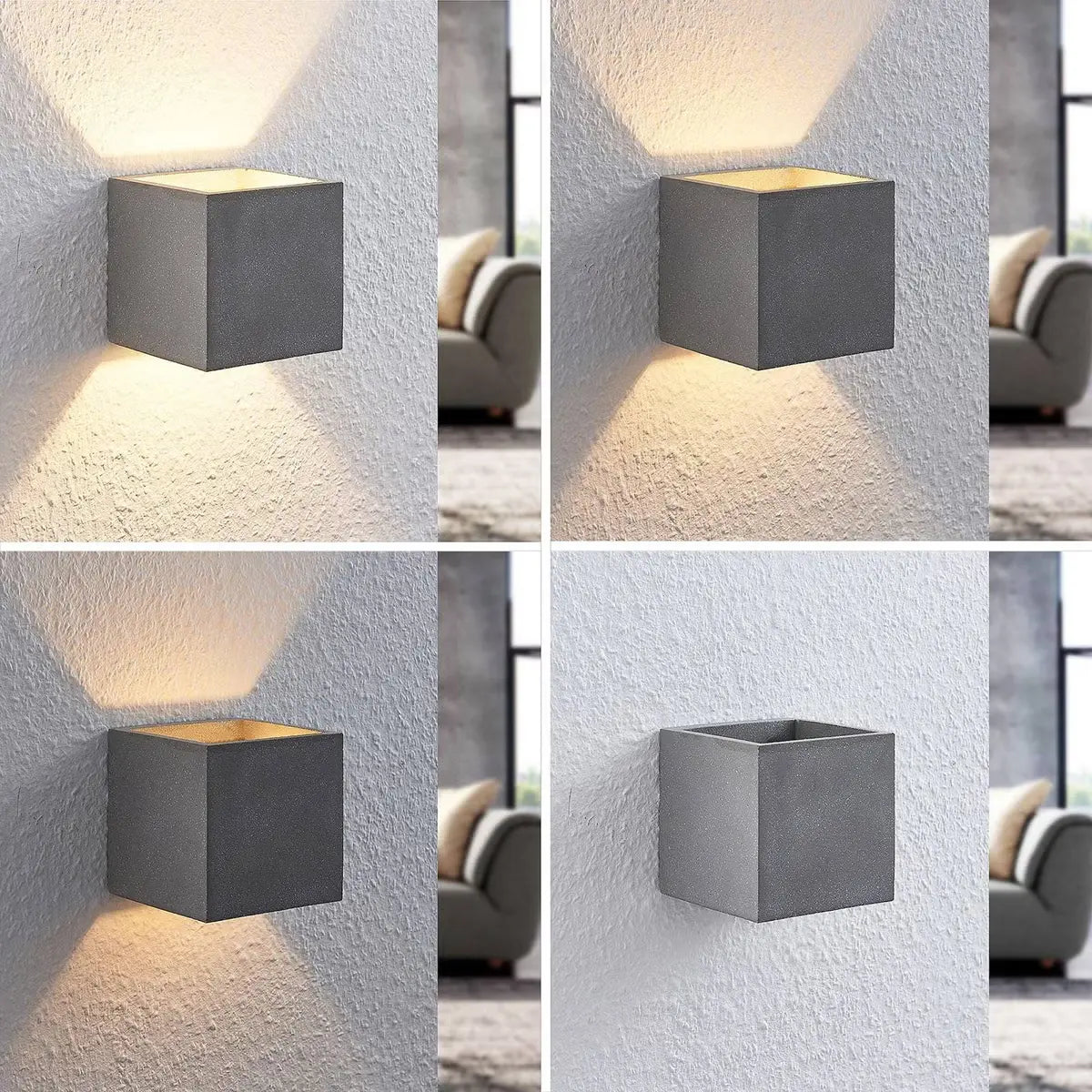 B-Ware Lindby Wandleuchte Wandlampe Led Beton Cataleya Grau Wohnbereich 11,5 Cm 3000 K