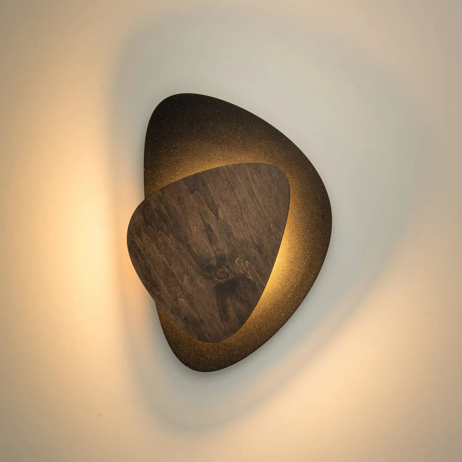 B-Ware Wandleuchte Wandlampe Pedra Led Schwarz Holz Stahl Wohnraum Beleuchtung Lampe