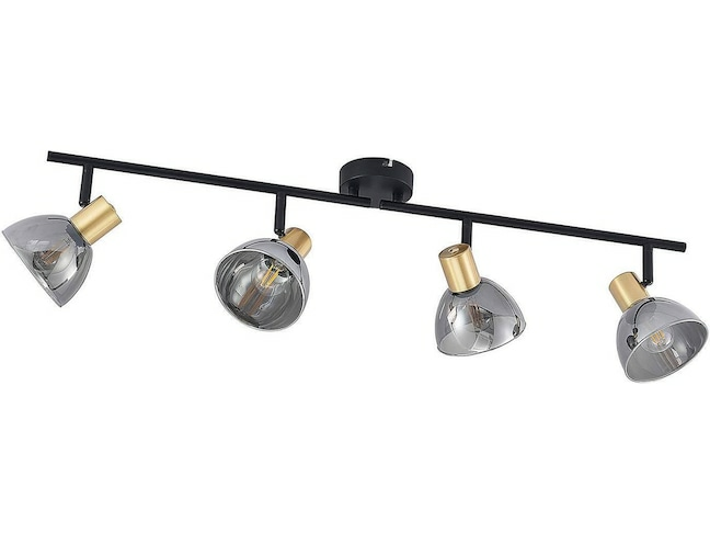 B-Ware Lindby Aniol Deckenstrahler Vierflammig Glas Grau Schwarz Deckenlampe Lampe E14