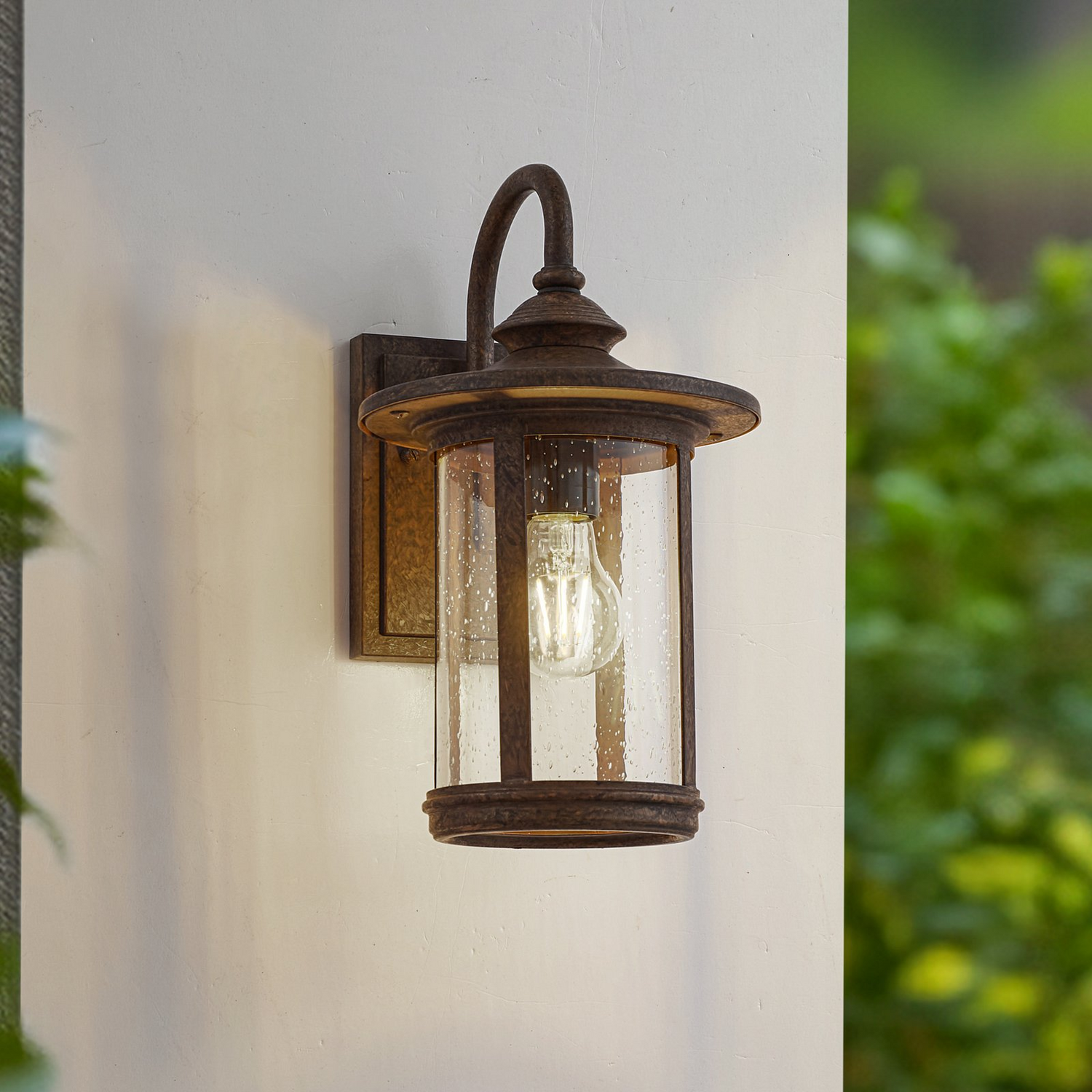 B-Ware Lindby Außenwandleuchte Lampe Zayn Glas Rostfarben Ip23 Außenbeleuchtung