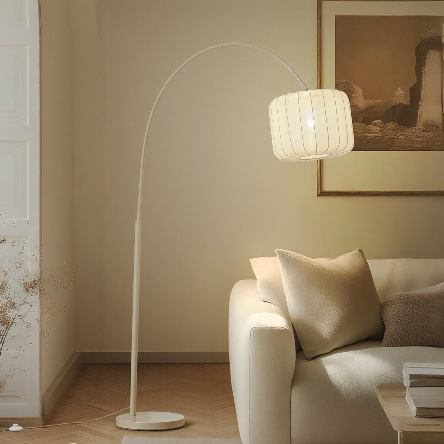 B-Ware Lindby Bogenleuchte Stehlampe Helin Beige Textil Höhe 1985 Cm