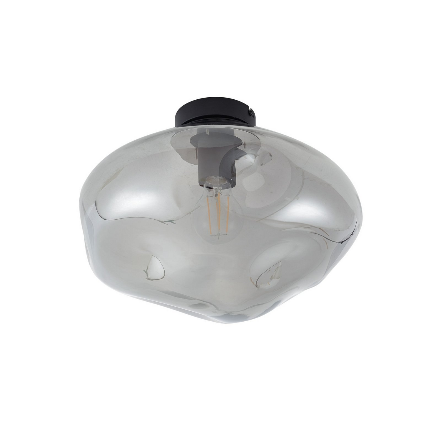 B-Ware Lindby Deckenleuchte Lampe Led Lelia Rauchgrau Glas ø 35 Cm E27 Dimmbar Leuchte
