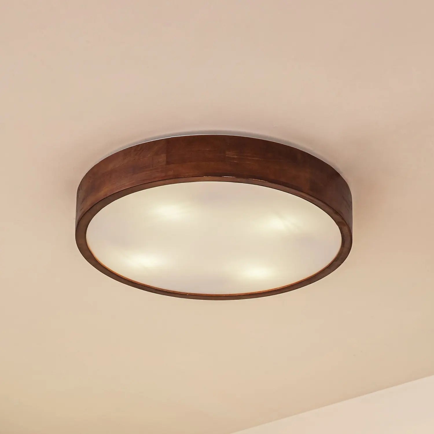 B-Ware Lindby Deckenleuchte Tanju Deckenlampe Leuchte Lampe E27 Walnussholz 4 Flg 5646