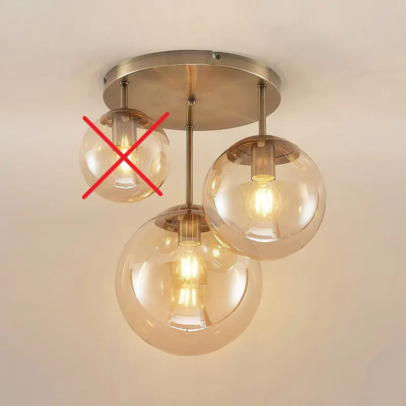 B-Ware Lindby Teeja Deckenlampe 3 Glaskugeln Messing Leuchte Glas Siehe Text/Foto