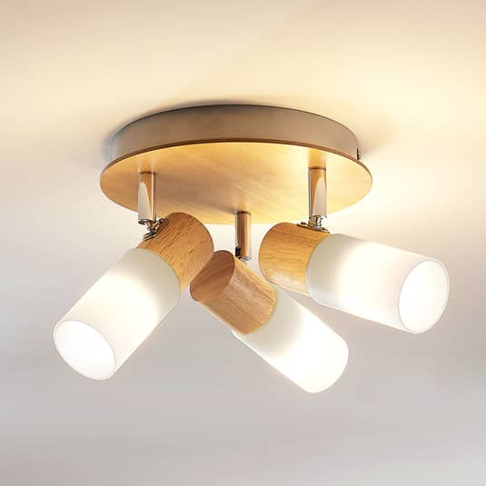 B-Ware Lindby Led Holzstrahler Christoph Deckenstrahler Lampe Deckenlampe 3 Flammig E14