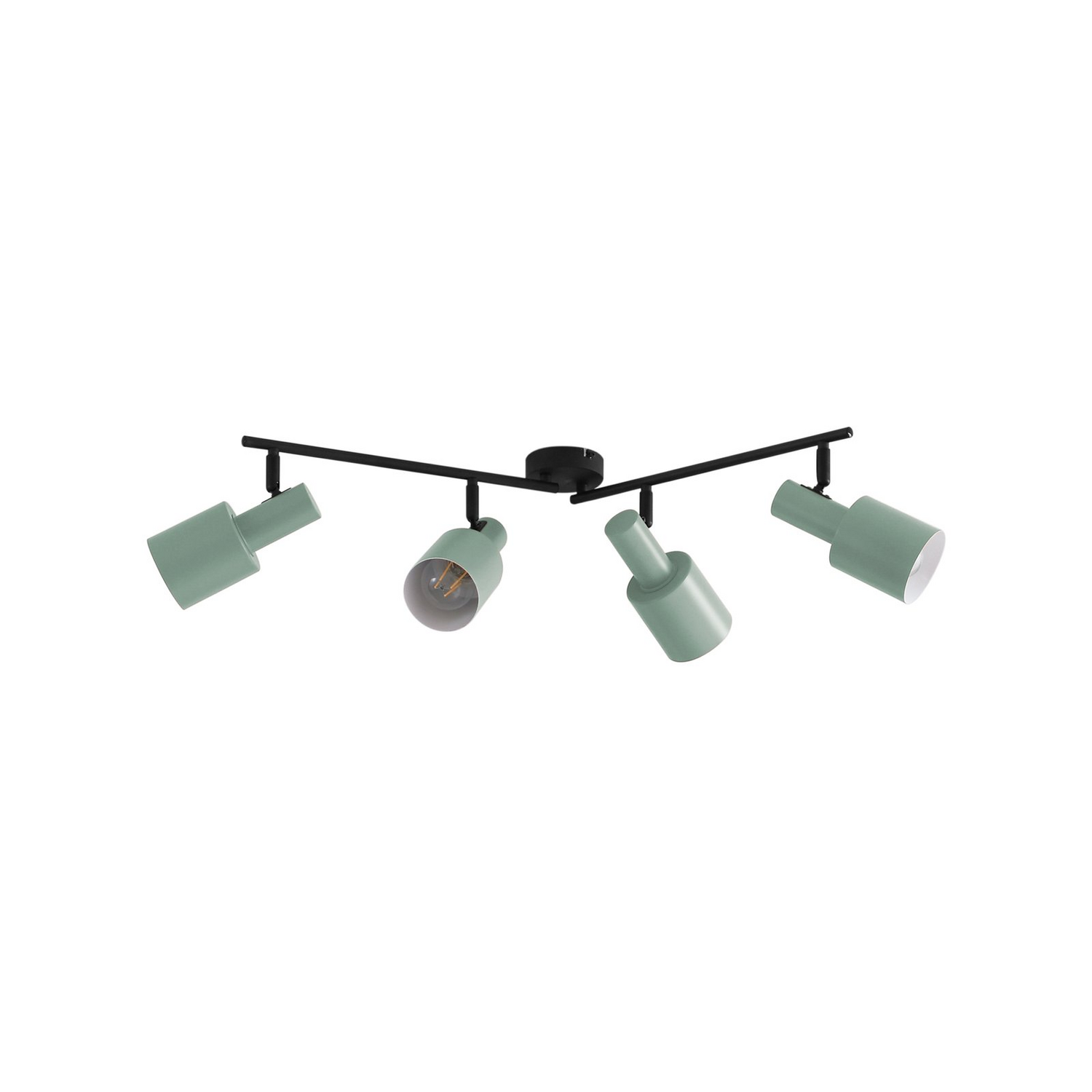 B-Ware Lindby Deckenstrahler Ovelia, Grün/Schwarz Lang Deckenlampe Strahler Lampe E27